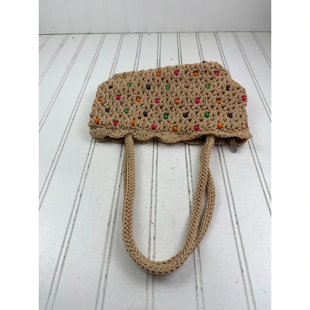 The Sak Vintage Y2K Crochet Beaded Boho Knit Summer Shoulder Bag Purse